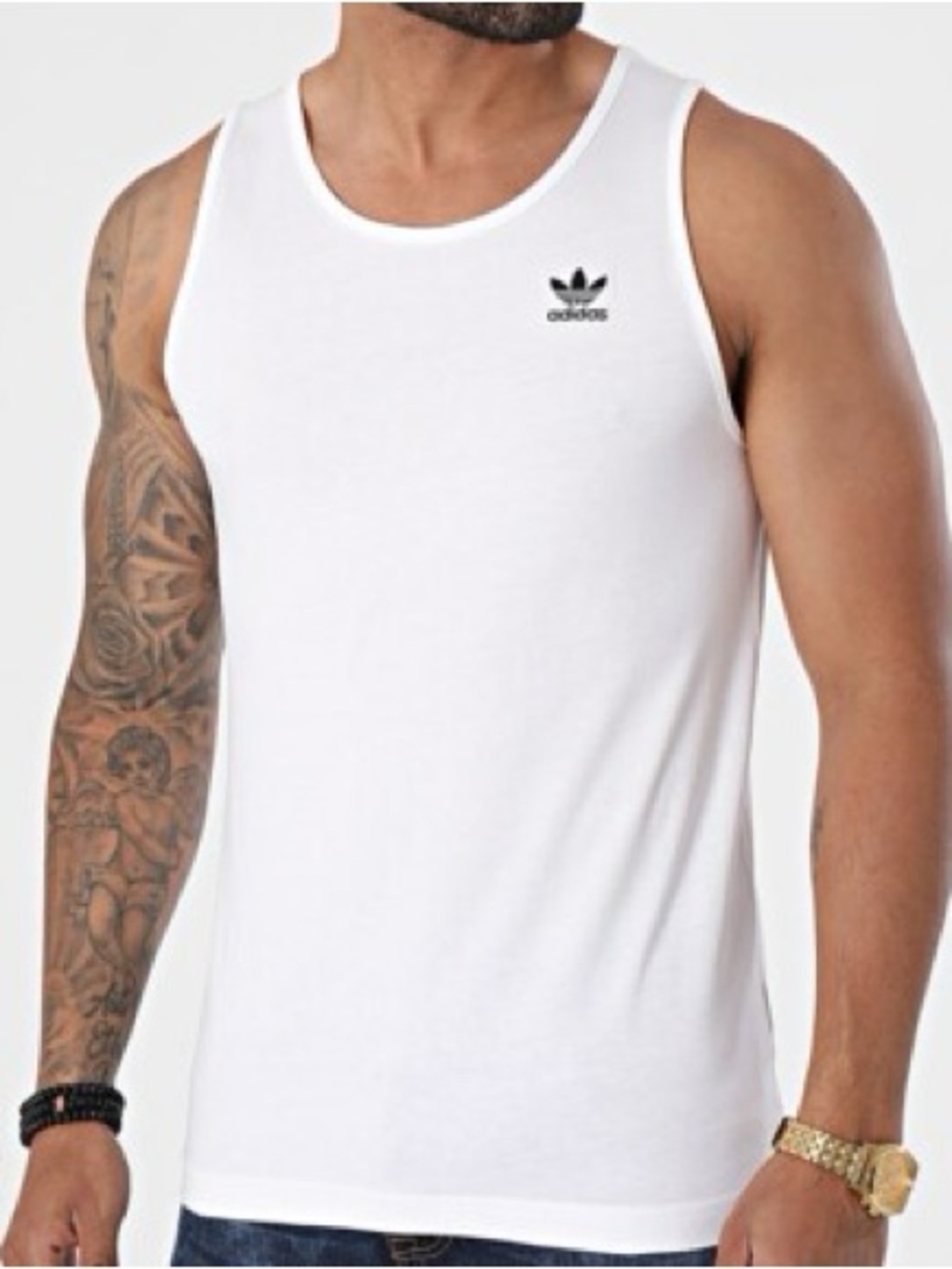 adidas White Logo Tank Top